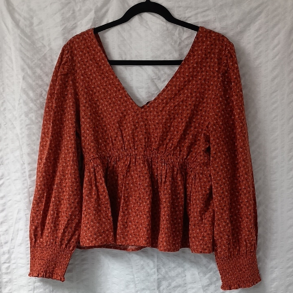 Madewell Floral Long Sleeve Top L